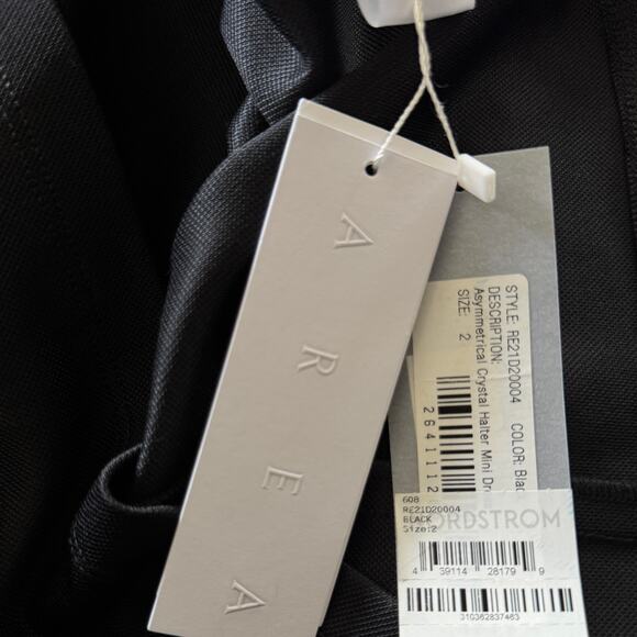 AREA Asymmetrical Crystal Halter Mini Dress Black Size 2 NWT - Picture 7 of 11